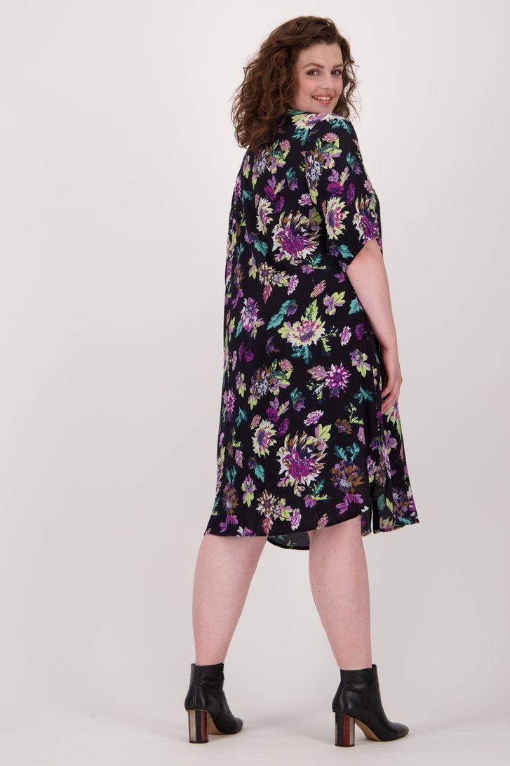 Zwart kleedje met kleurrijke bloemenprint van Only Carmakoma voor Dames