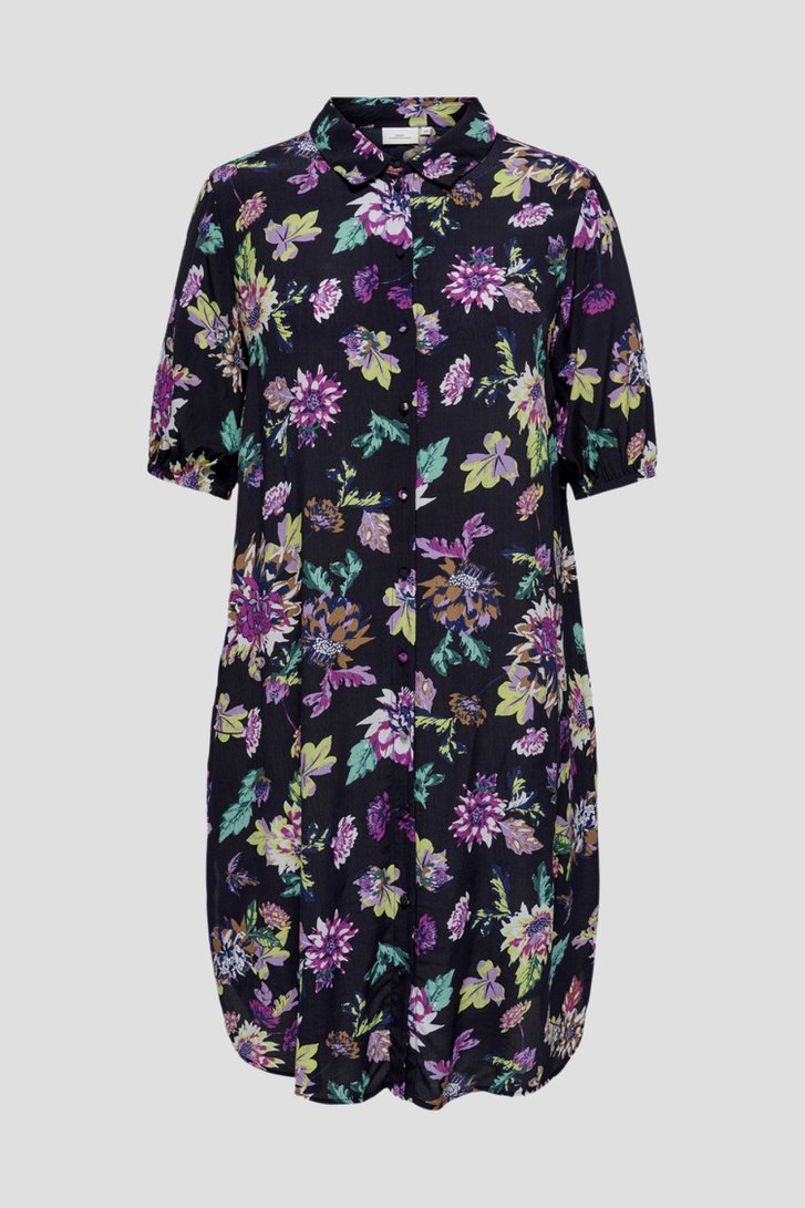 Zwart kleedje met kleurrijke bloemenprint van Only Carmakoma voor Dames
