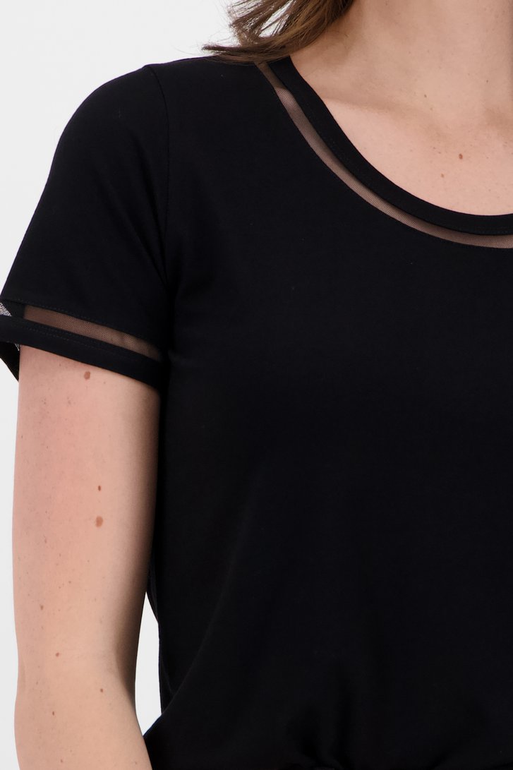 Zwart T-shirt met doorschijnend detail van D'Auvry voor Dames