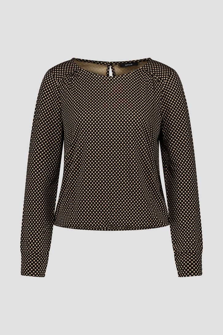Zwart T-shirt met fijn motief van Opus voor Dames