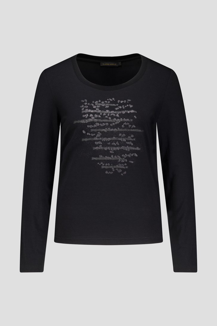 Productfoto 1 van Zwart T-shirt met glitterend motief door Claude Arielle voor Dames