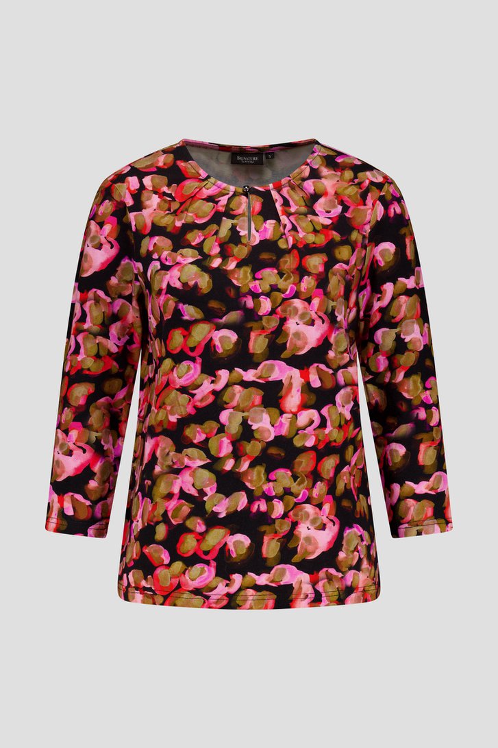 Zwart T-shirt met kleurrijke print van Signature voor Dames