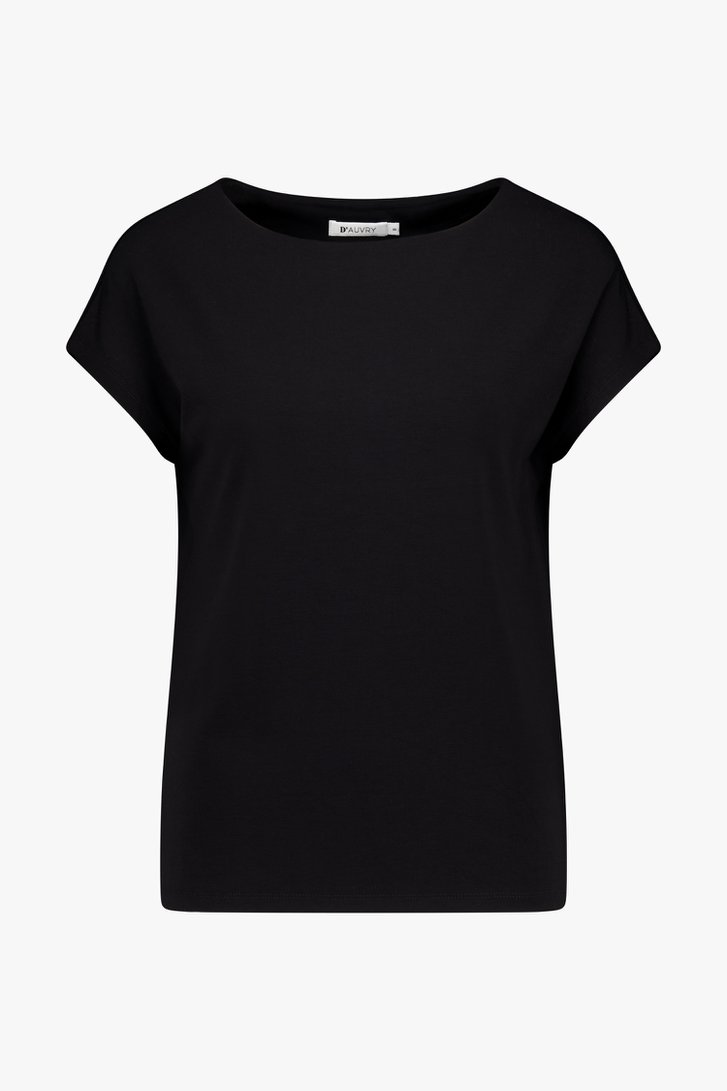Zwart T-shirt met korte mouwen van D'Auvry voor Dames