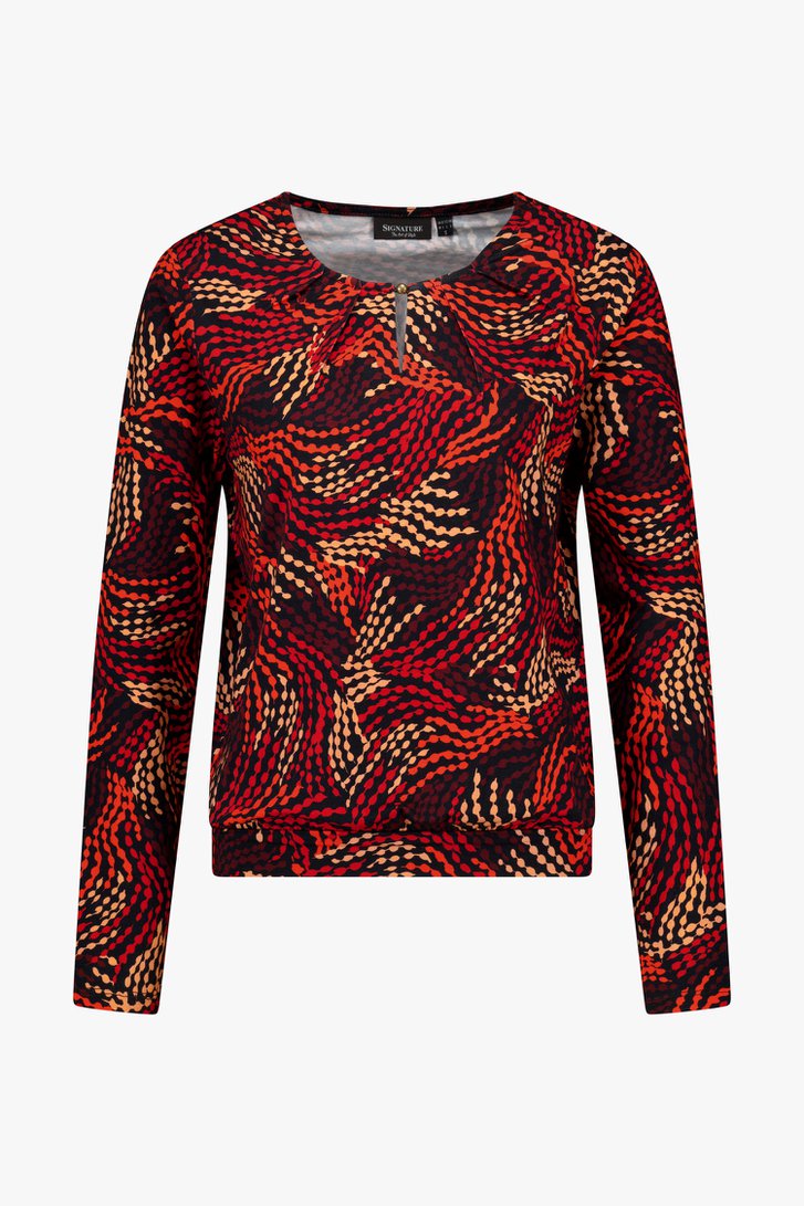Zwart T-shirt met print in rode tinten van Signature voor Dames