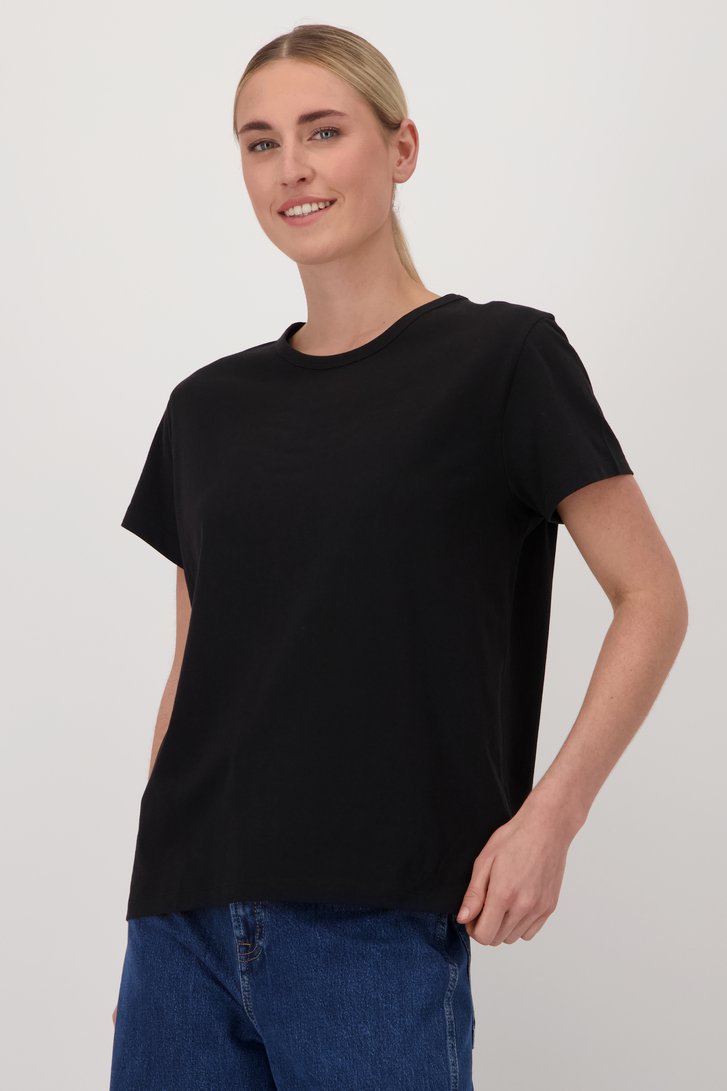 Zwart T-shirt met ronde hals van Liberty Island voor Dames