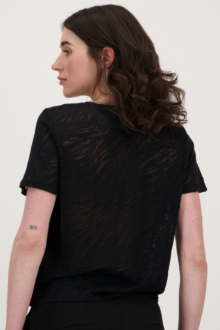 Zwart T-shirt met zebra motief  van JDY voor Dames