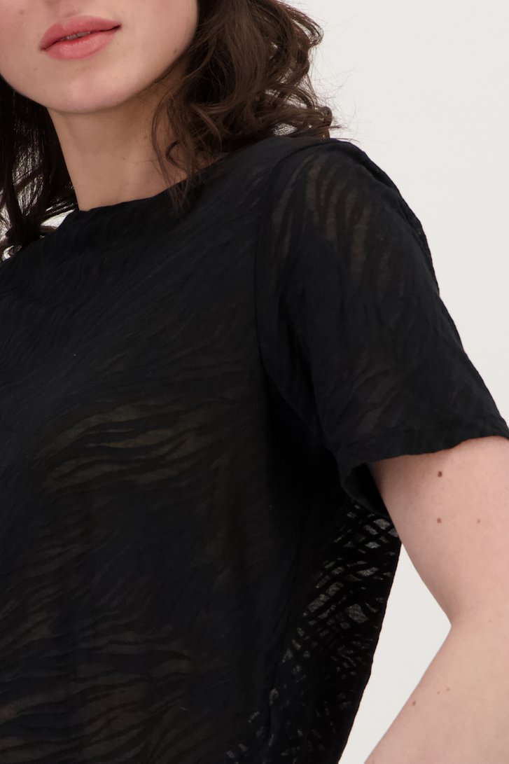 Zwart T-shirt met zebra motief  van JDY voor Dames