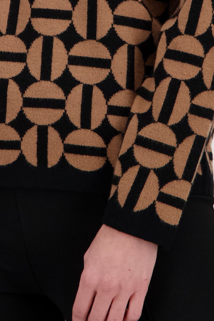 Zwart truitje met beige print van Signature voor Dames