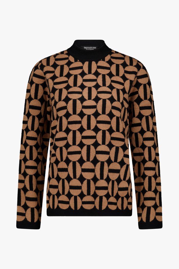 Zwart truitje met beige print van Signature voor Dames