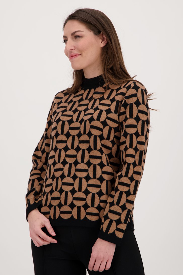Zwart truitje met beige print van Signature voor Dames