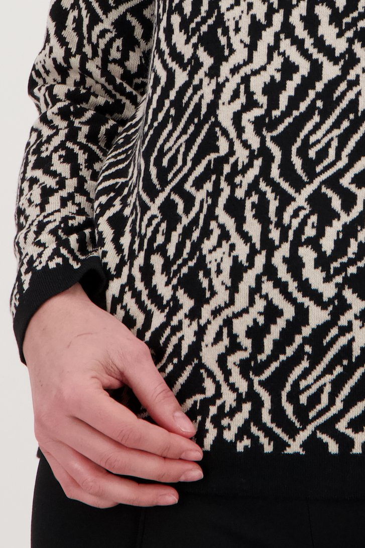 Zwart truitje met ecru print van Signature voor Dames