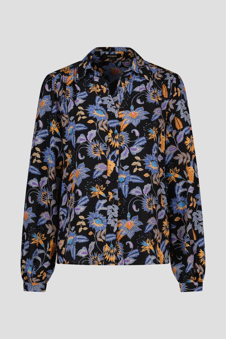 Zwarte blouse met fijne bloemenprint van More & More voor Dames