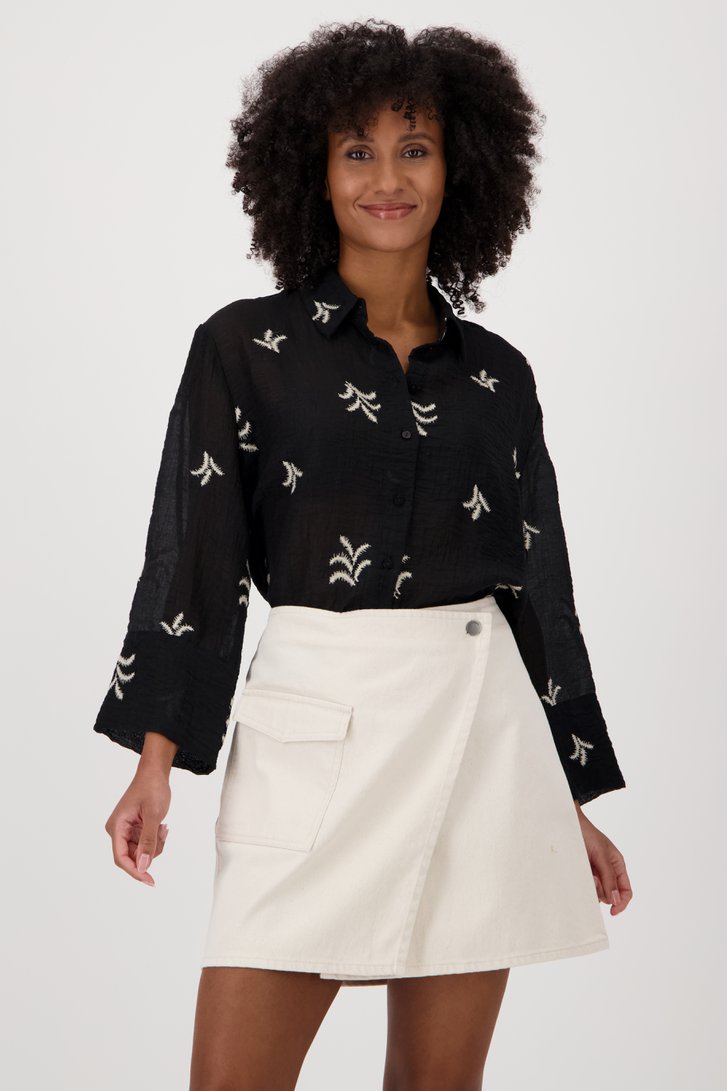 Zwarte blouse met geborduurd motief van JDY voor Dames