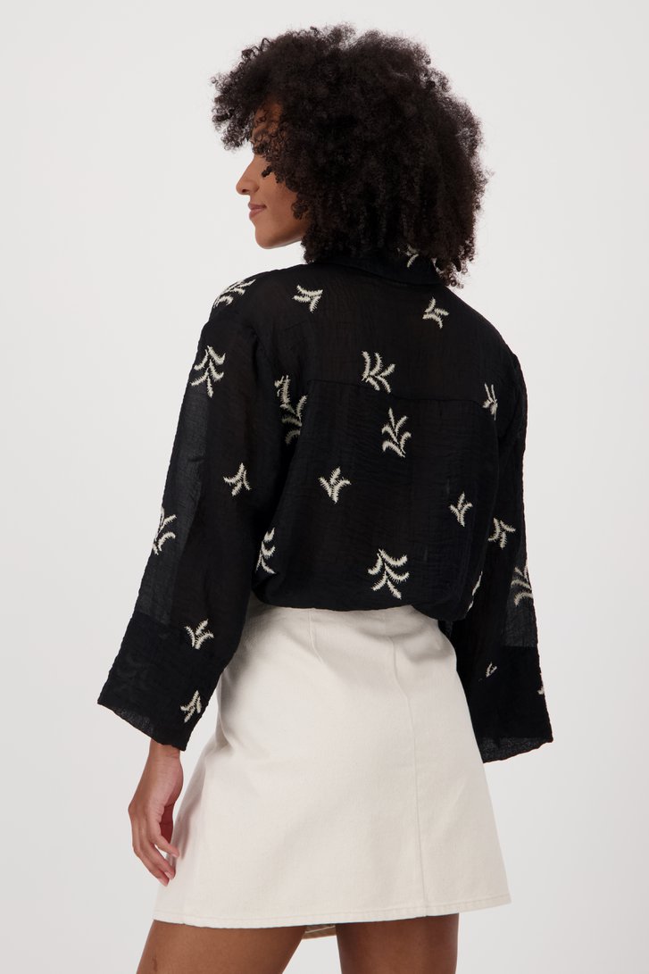 Zwarte blouse met geborduurd motief van JDY voor Dames