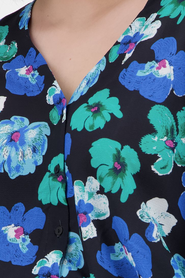 Zwarte blouse met groen-blauwe bloemenprint van Only Carmakoma voor Dames