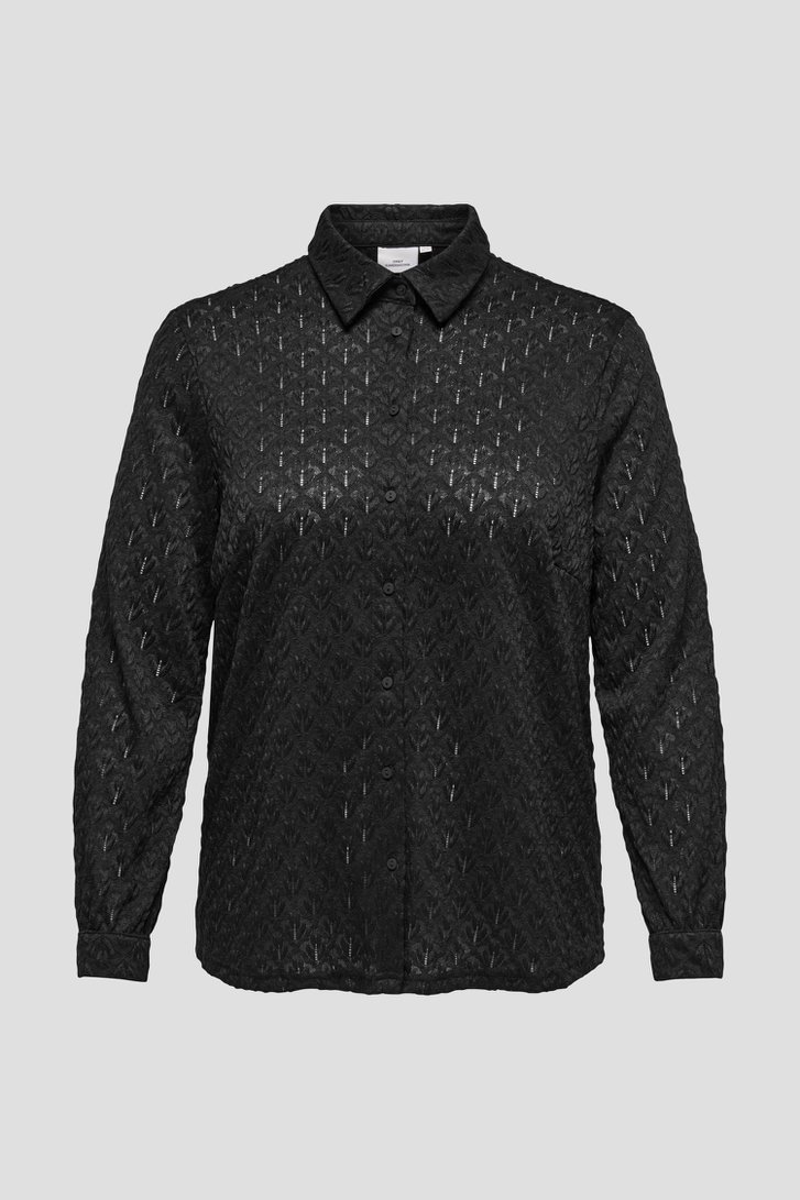 Productfoto 1 van Zwarte blouse met kantlook door ONLY Carmakoma voor Dames