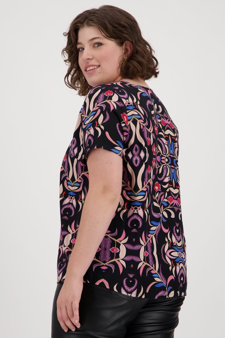 Zwarte blouse met kleurrijke bloemenprint van Only Carmakoma voor Dames