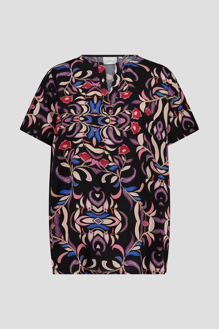 Zwarte blouse met kleurrijke bloemenprint van Only Carmakoma voor Dames