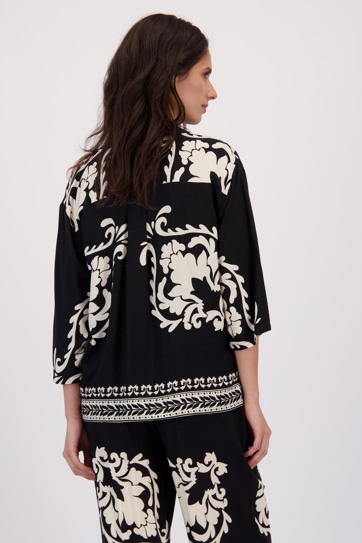 Achterkant van Zwarte blouse met lichtbeige print  door JDY voor Dames