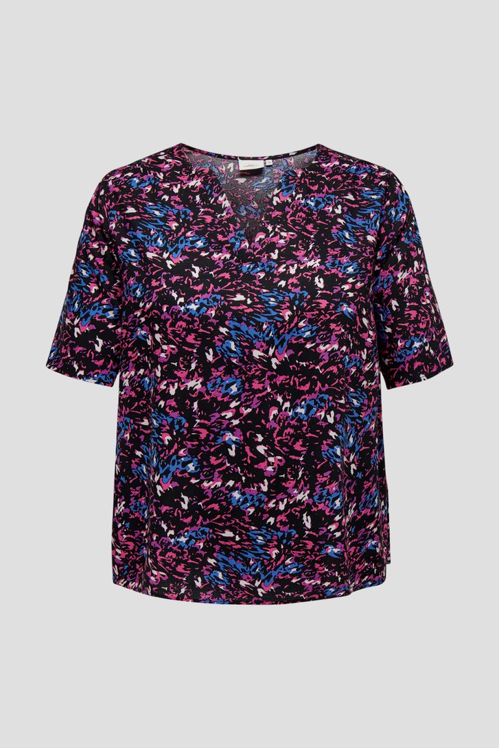 Zwarte blouse met paars-roze print van Only Carmakoma voor Dames