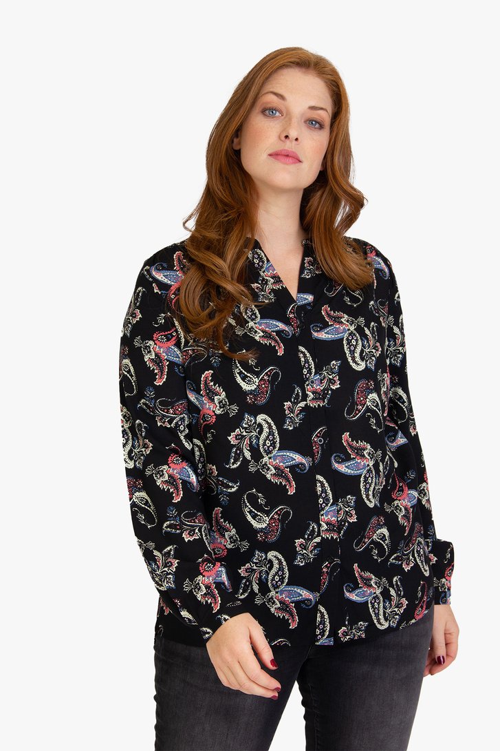 Zwarte blouse met print van Only Carmakoma voor Dames