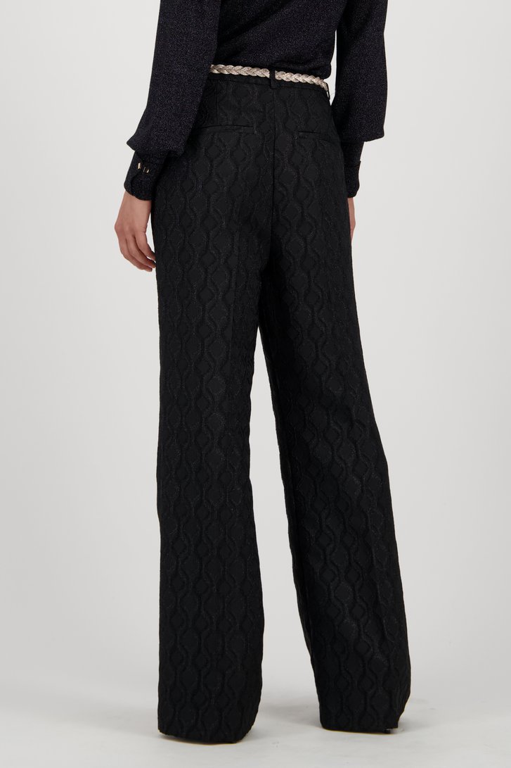 Zwarte broek met glinsterend jaquard motief van D'Auvry voor Dames