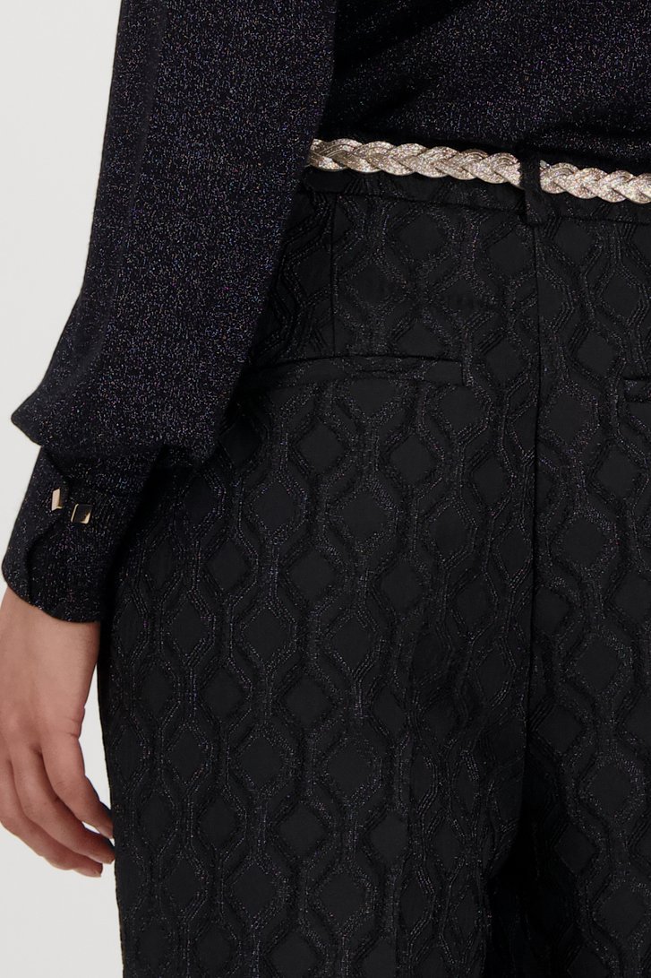 Zwarte broek met glinsterend jaquard motief van D'Auvry voor Dames
