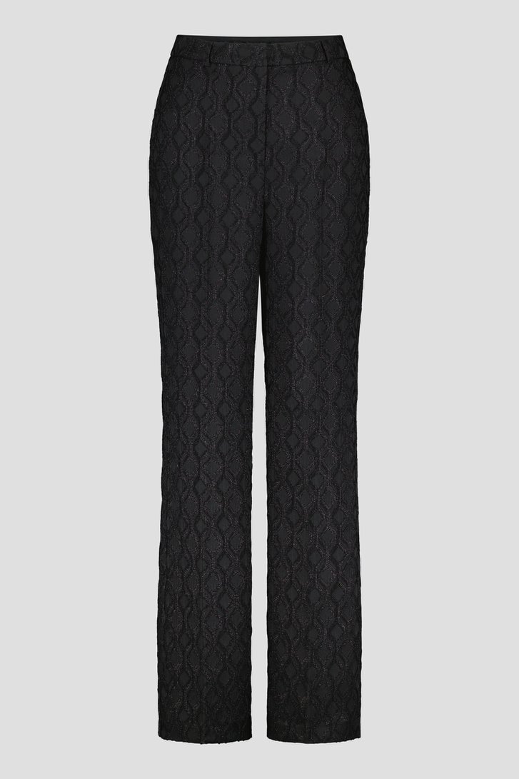 Zwarte broek met glinsterend jaquard motief van D'Auvry voor Dames