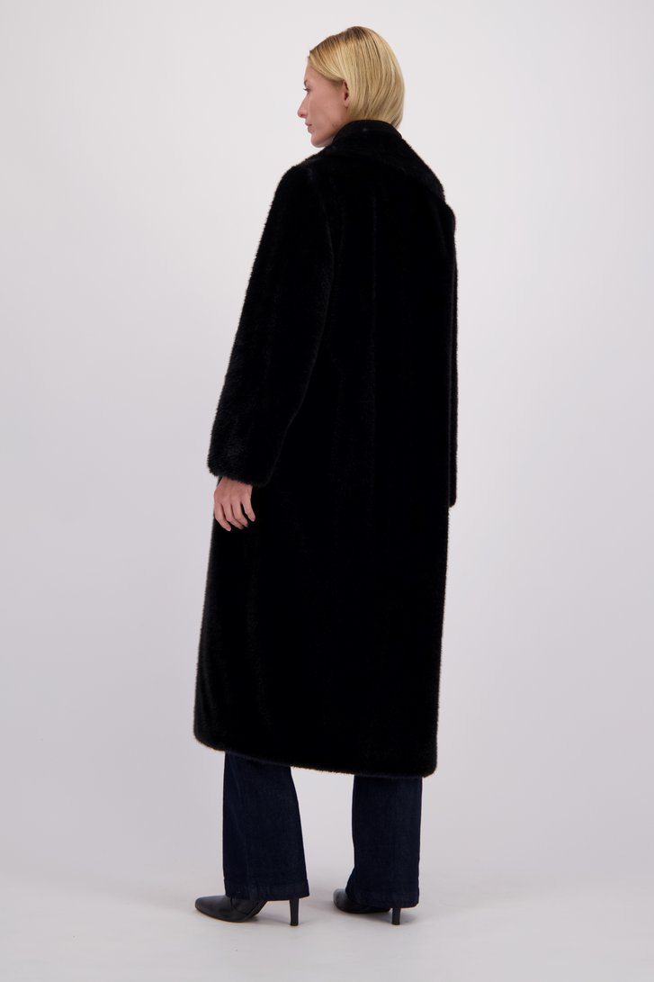 Achterkant van Zwarte faux fur jas door D'Auvry voor Dames