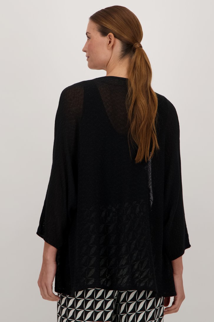 Achterkant van Zwarte gebreide cardigan  door More & More voor Dames