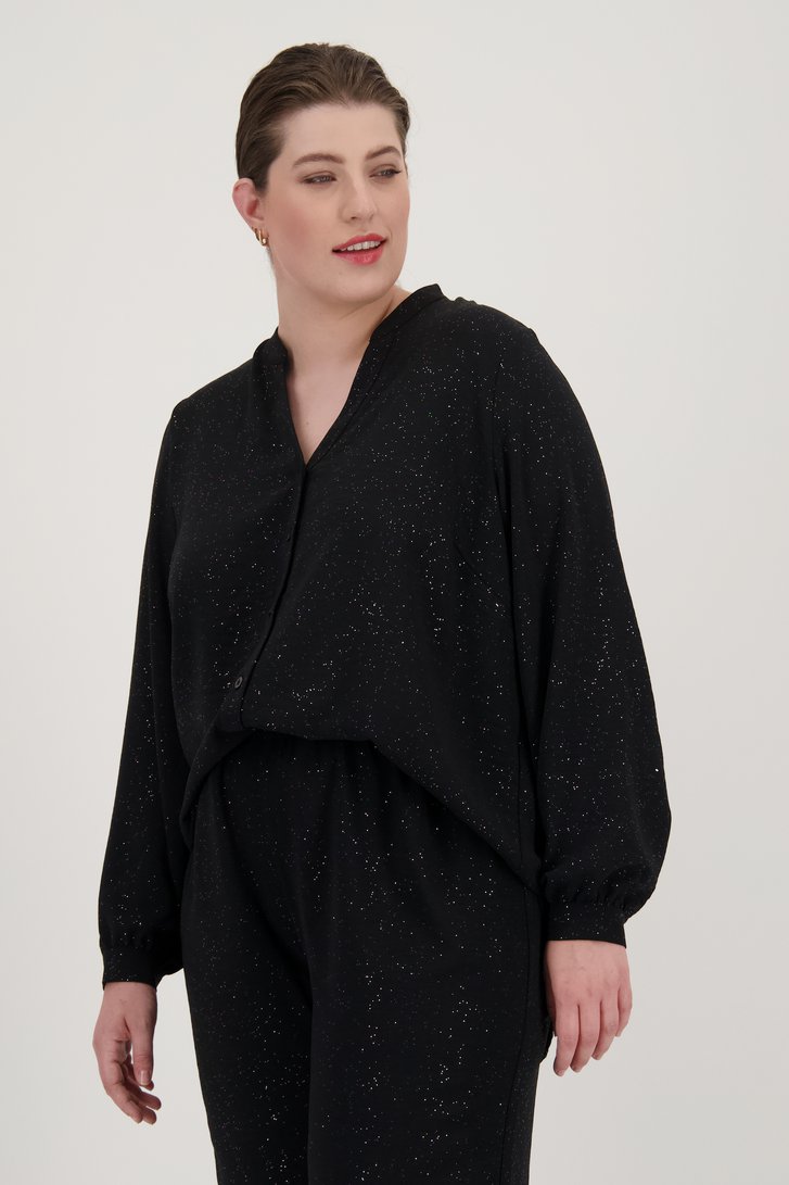 Zwarte glitterblouse van Only Carmakoma voor Dames