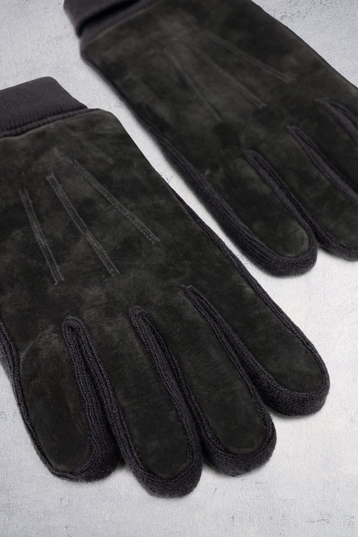 Achterkant van Zwarte handschoenen met daim-look accent	 door Liberty Island voor Heren