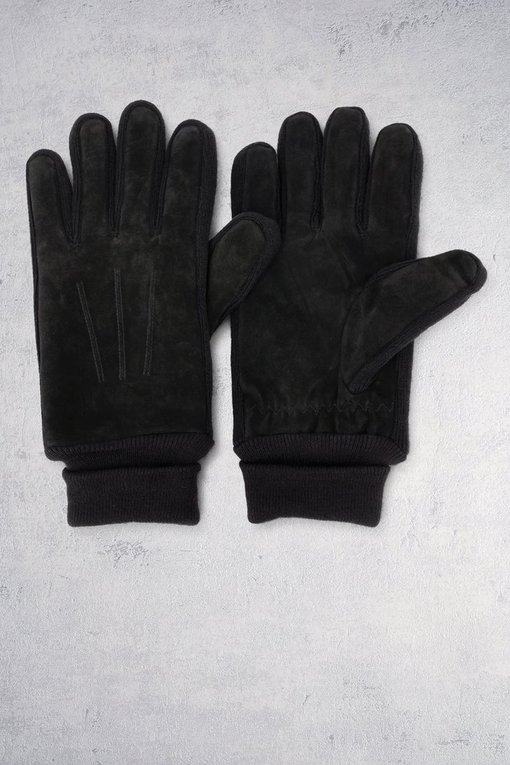 Voorkant van Zwarte handschoenen met daim-look accent	 door Liberty Island voor Heren