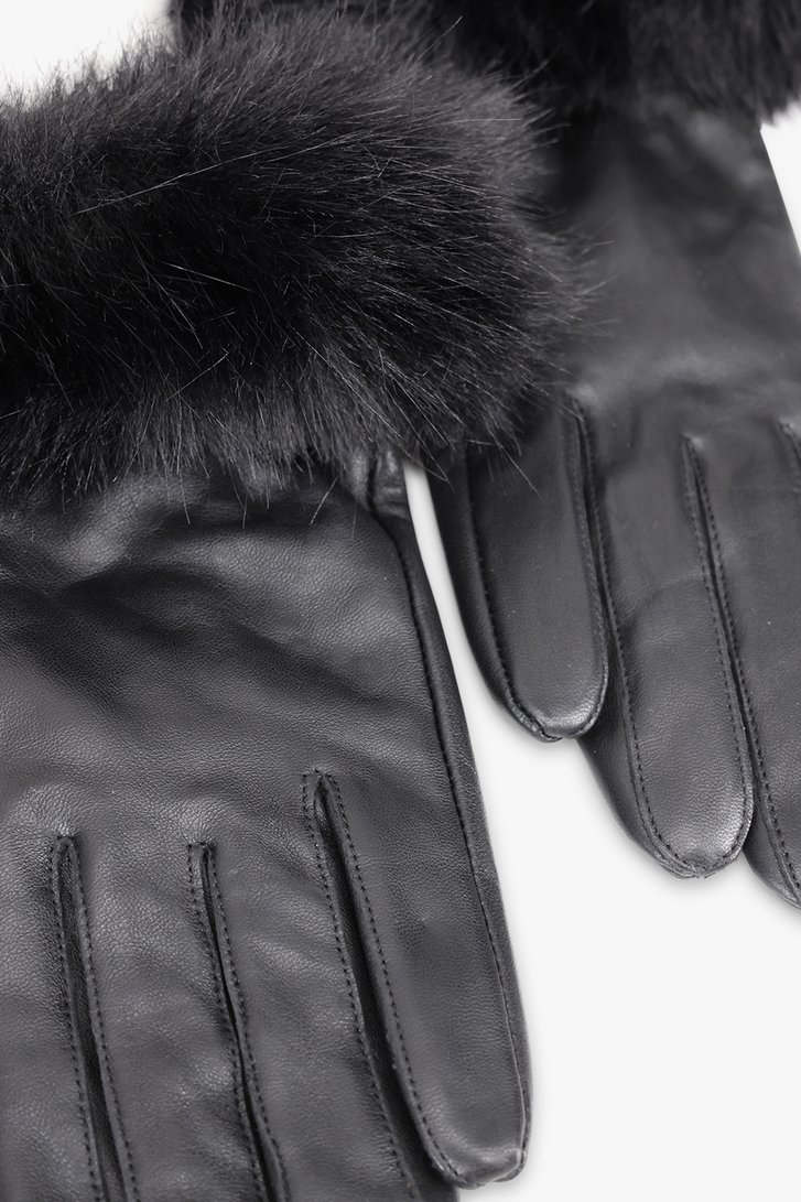 Zwarte handschoenen met faux fur van Liberty Island voor Dames