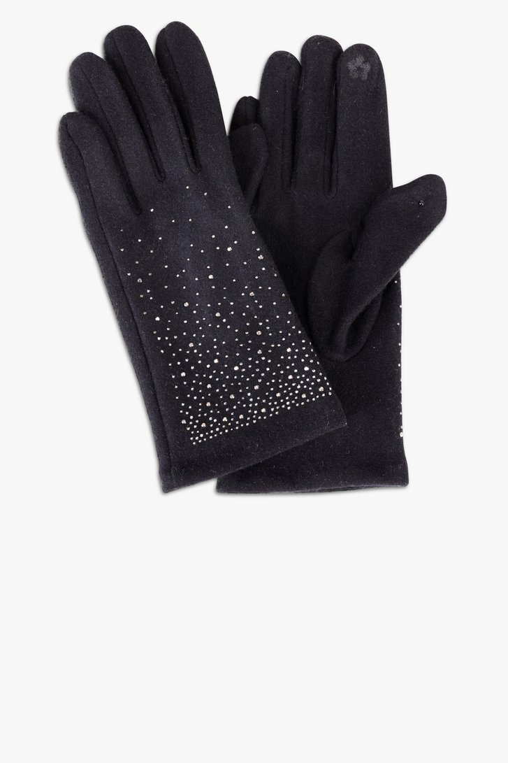 Zwarte handschoenen met strass steentjes van Liberty Island voor Dames
