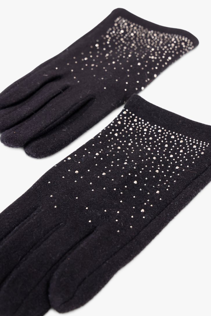 Zwarte handschoenen met strass steentjes van Liberty Island voor Dames
