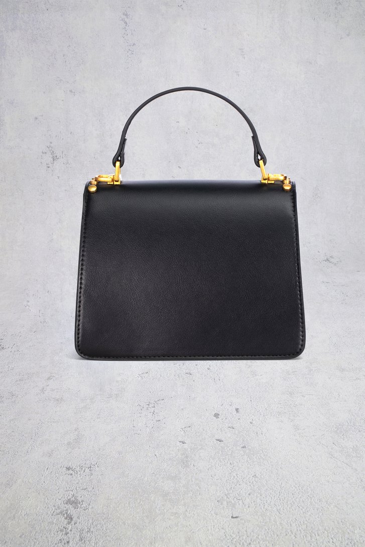 Achterkant van Zwarte handtas met gouden studs door Laurent David voor Dames