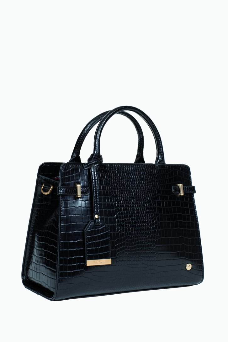 Zwarte handtas met krokodillenmotief van Hexagona voor Dames
