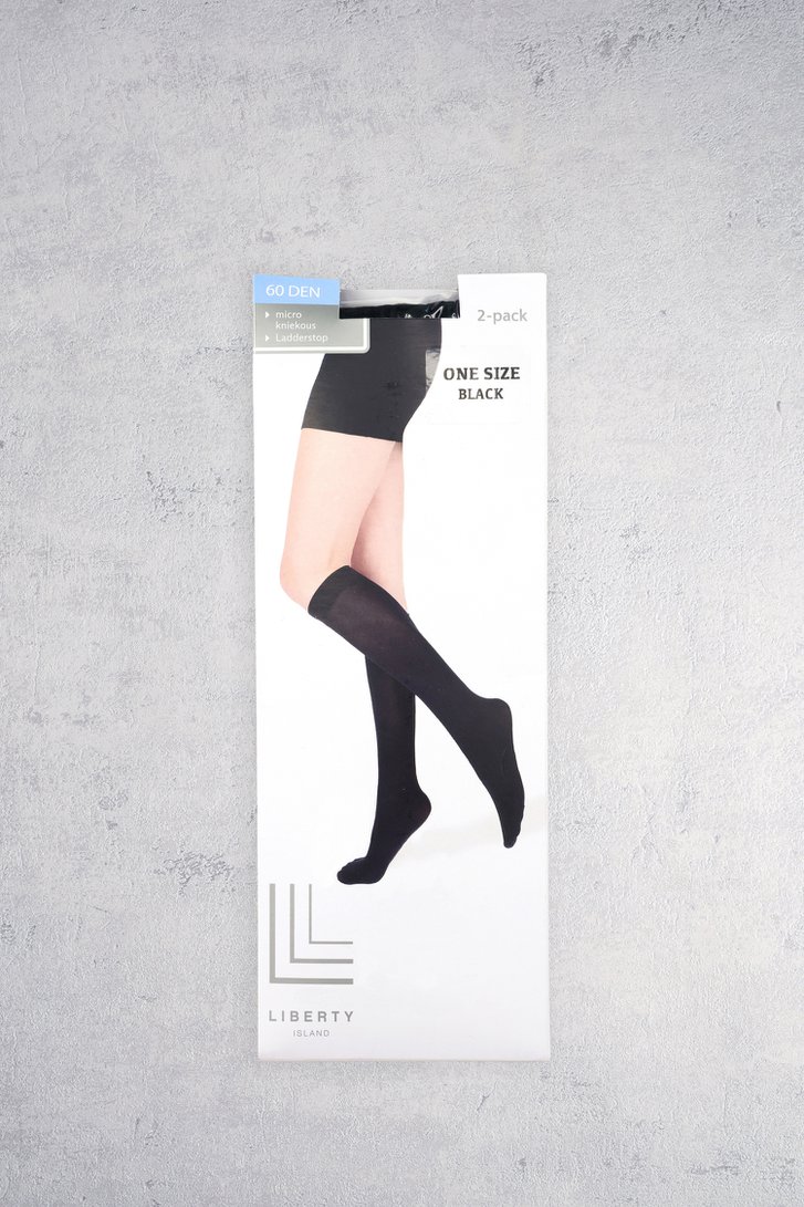Productfoto 4 van Zwarte kniekousen - 60 den - 2 paar door Liberty Island voor Dames