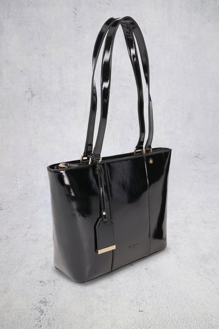 Achterkant van Zwarte laqué handtas door Hexagona voor Dames
