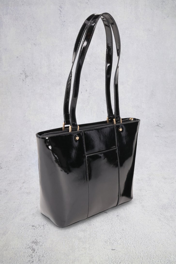 Detail van Zwarte laqué handtas door Hexagona voor Dames