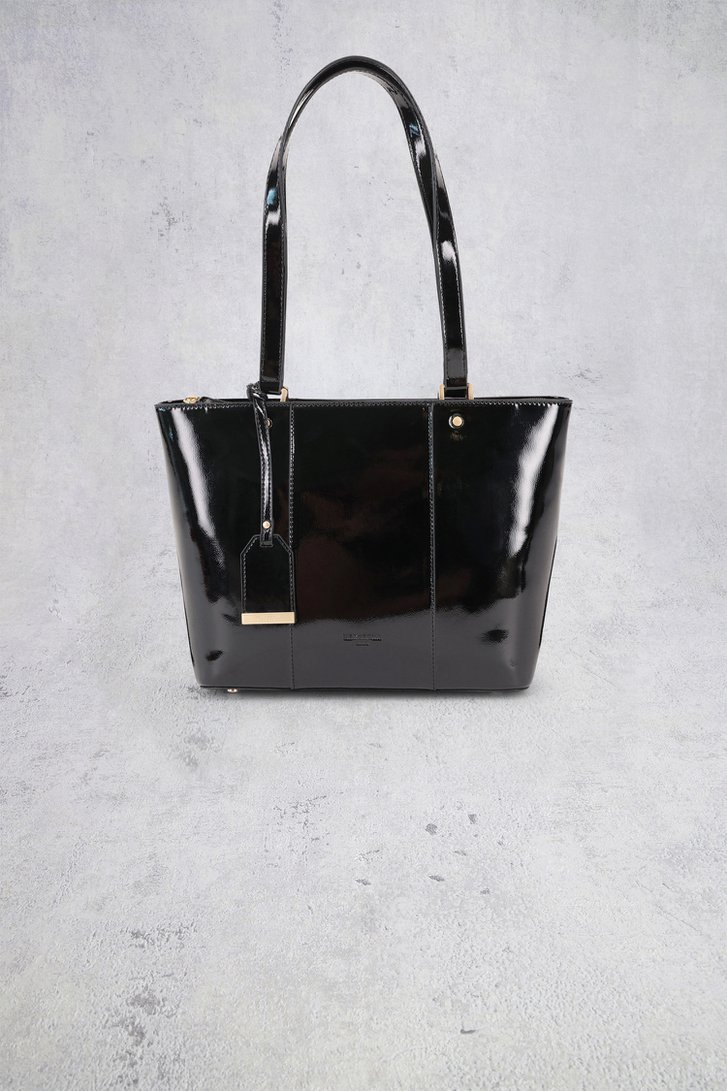 Voorkant van Zwarte laqué handtas door Hexagona voor Dames