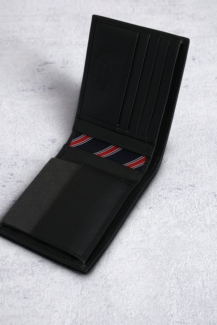 Achterkant van Zwarte lederen portemonnee  door Tommy Hilfiger voor Heren