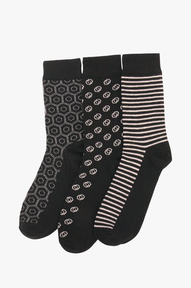 Zwarte sokken met print - 3 paar van Casual Friday voor Heren