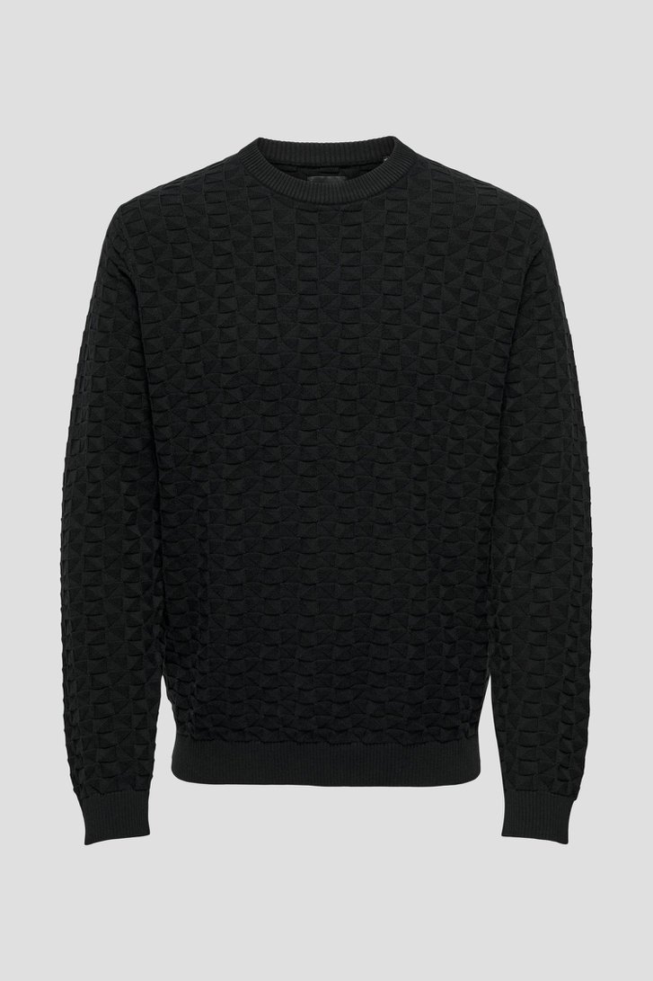 Zwarte trui met ronde hals van ONLY & SONS voor Heren