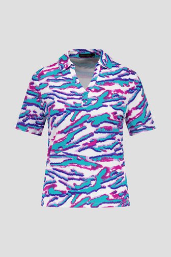  Ecru polo met turquoise print van Claude Arielle voor Dames
