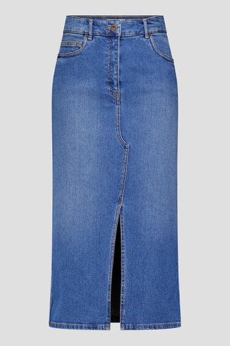 
Jupe en denim bleu foncé avec fente de Liberty Island Denim pour Femmes