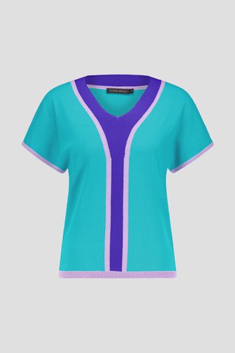  Turquoise trui met V-hals van Claude Arielle voor Dames