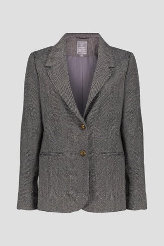 Voorkant van Antraciet blazer met gouden studs door Geisha voor Dames