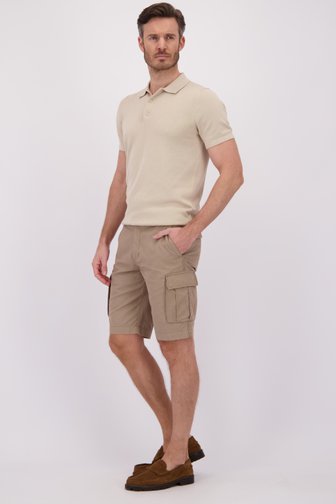 Voorkant van Beige bermuda met cargozakken door Brassville voor Heren